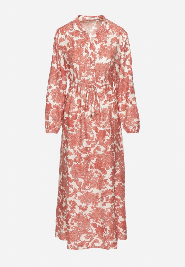 m&d fashion Rochie Roz Evazată cu Viscoză cu Imprimeu Floral Filirelle