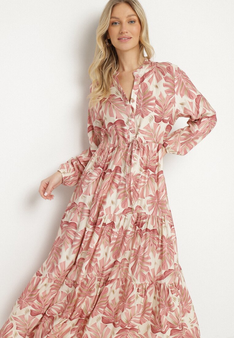 m&d fashion Rochie Roz închis cu vâscoză cu croială evazată cu motiv floral Edionilira
