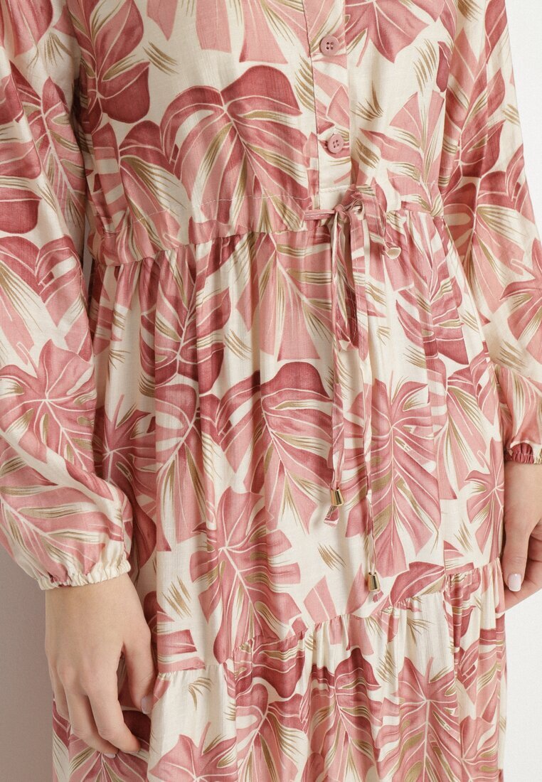 m&d fashion Rochie Roz închis cu vâscoză cu croială evazată cu motiv floral Edionilira