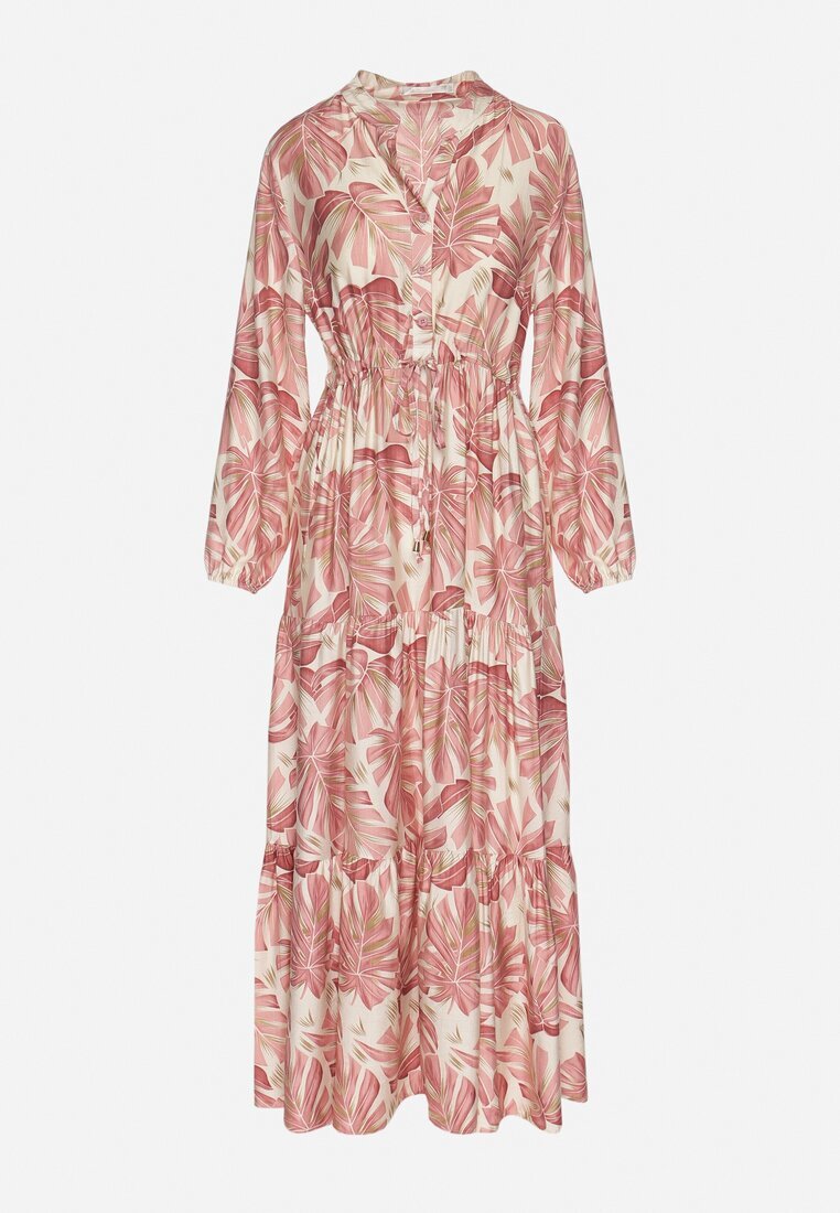 m&d fashion Rochie Roz închis cu vâscoză cu croială evazată cu motiv floral Edionilira