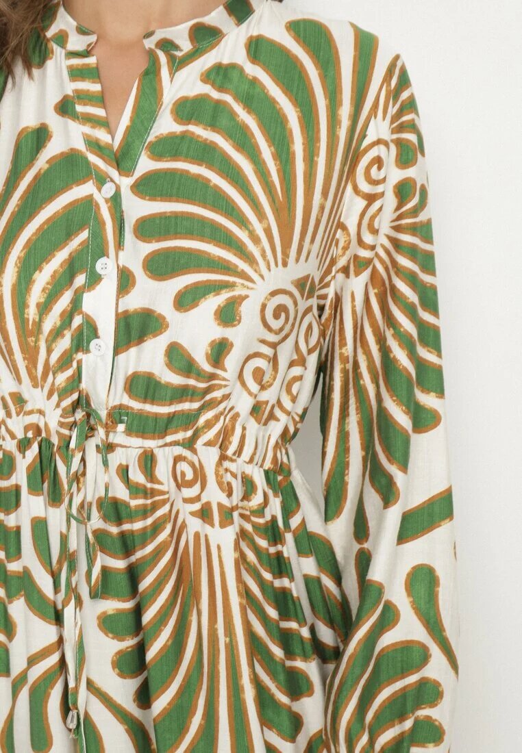 m&d fashion Rochie Verde din Viscoză cu croi evazat cu motiv floral Korisaria