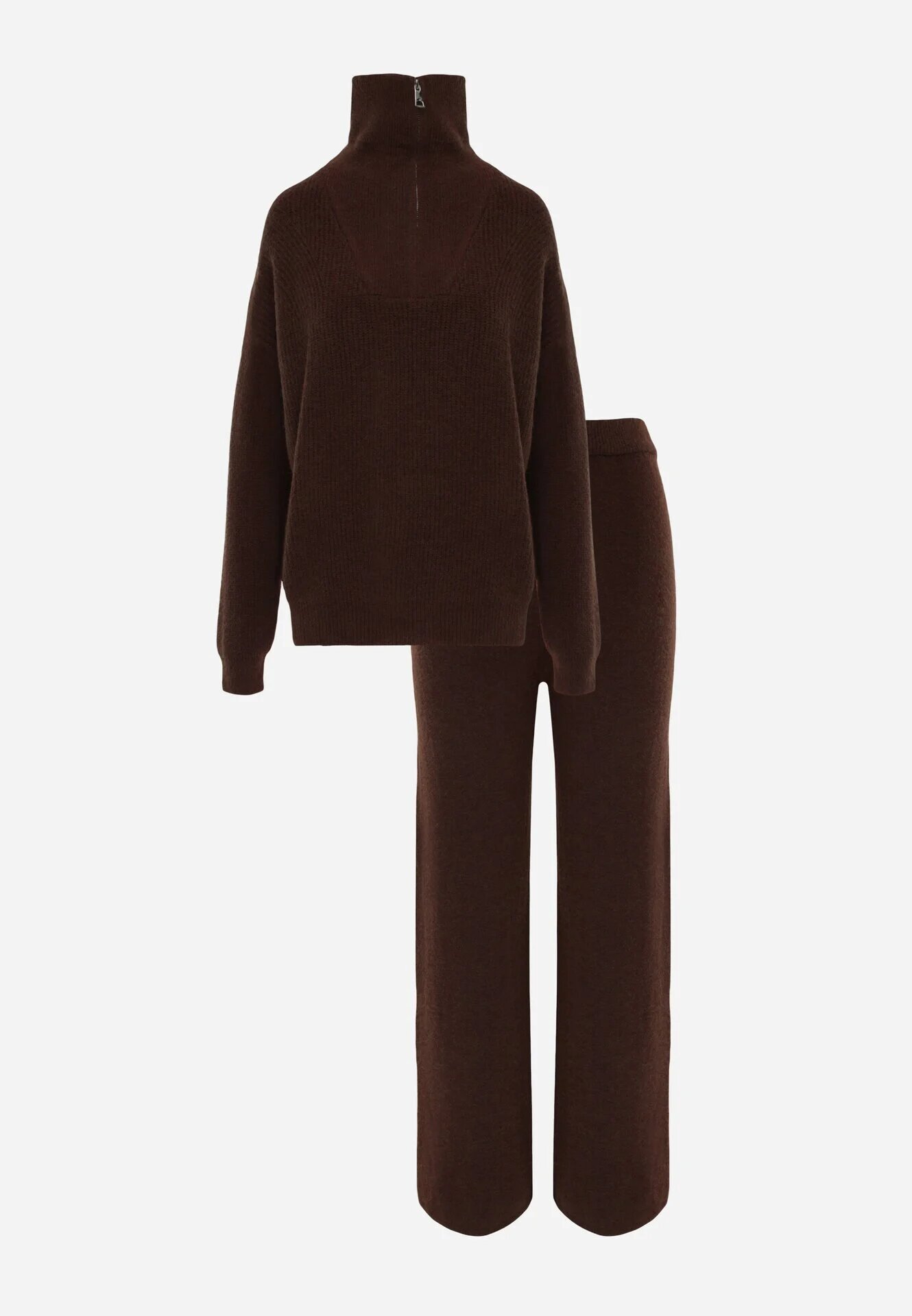 m&d fashion Set din tricot cu cu guler înalt și pantaloni cu croială dreaptă Leretia Maro