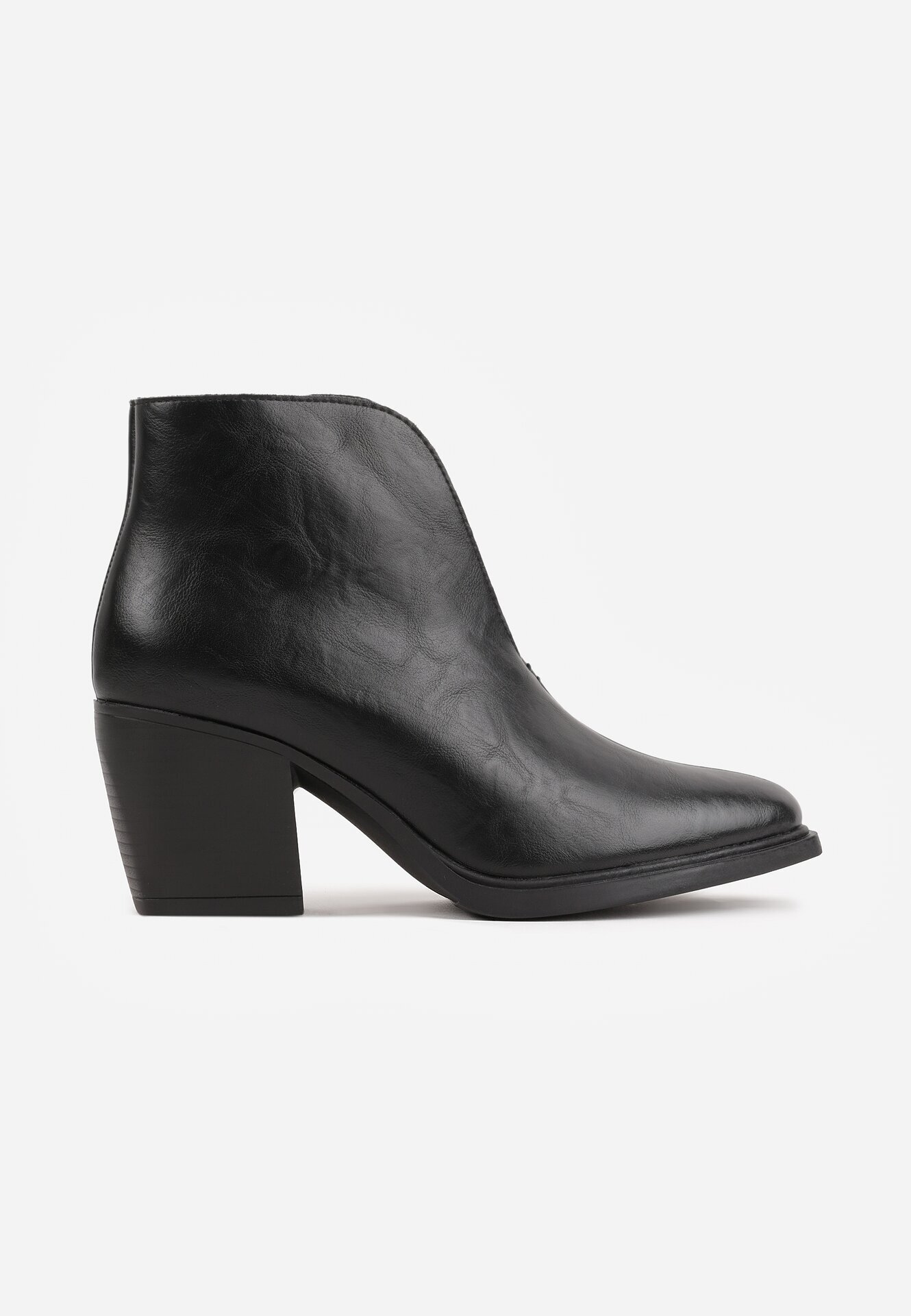 m.daszynski Botine din piele elegante cu căptușeală ușoară pe toc conic Serani Negre