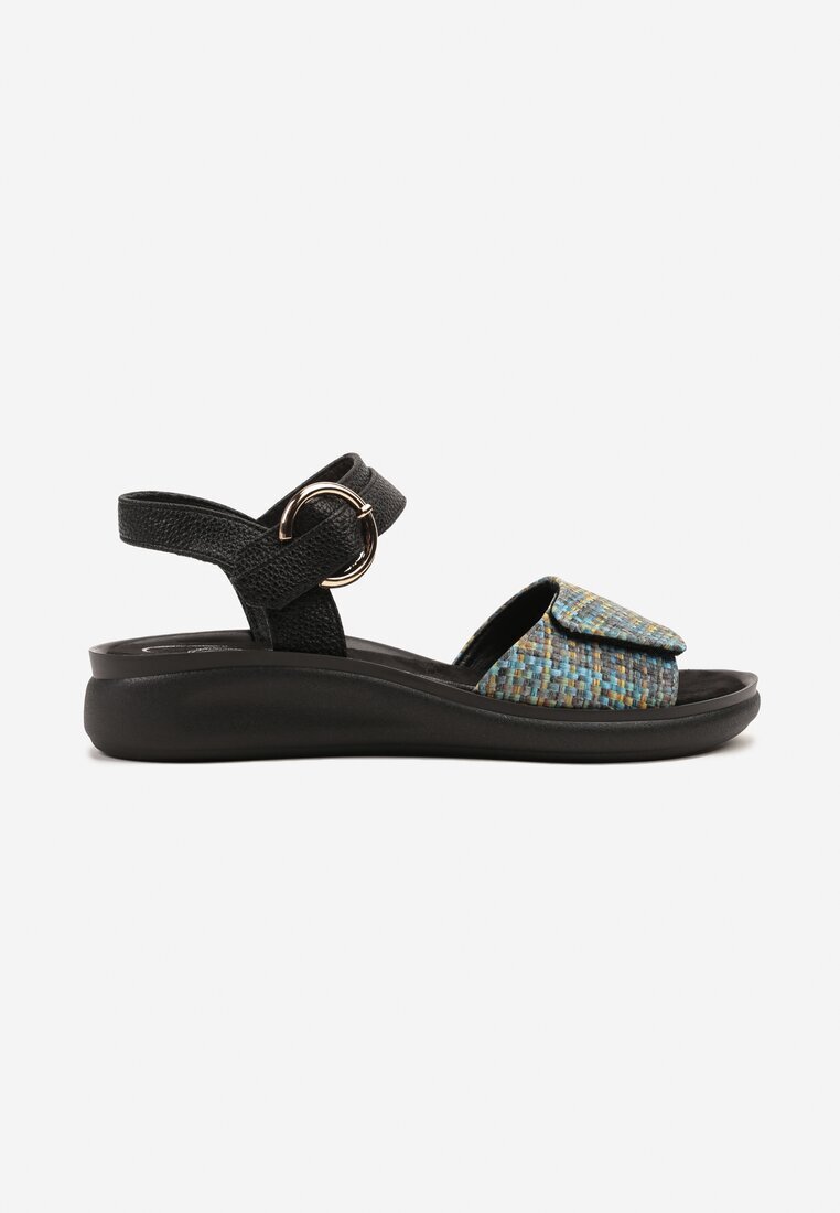 m.daszynski Sandale Albastru-Negre cu Cusături Decorative Ralsedi