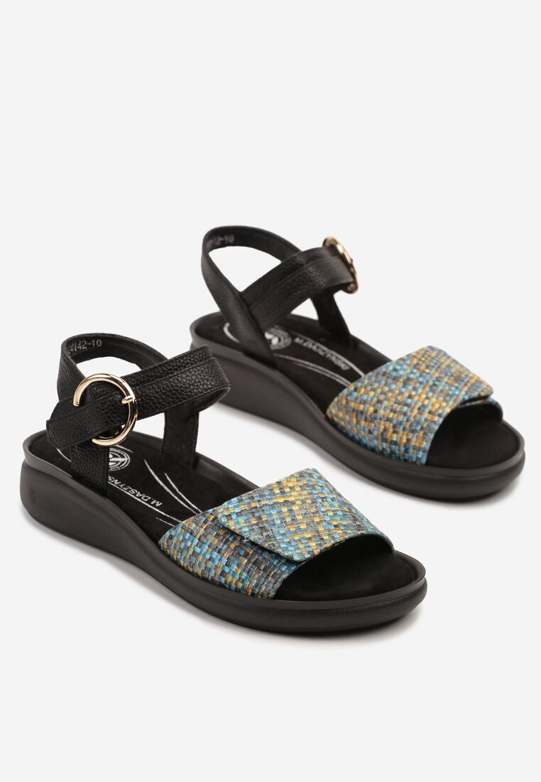m.daszynski Sandale Albastru-Negre cu Cusături Decorative Ralsedi
