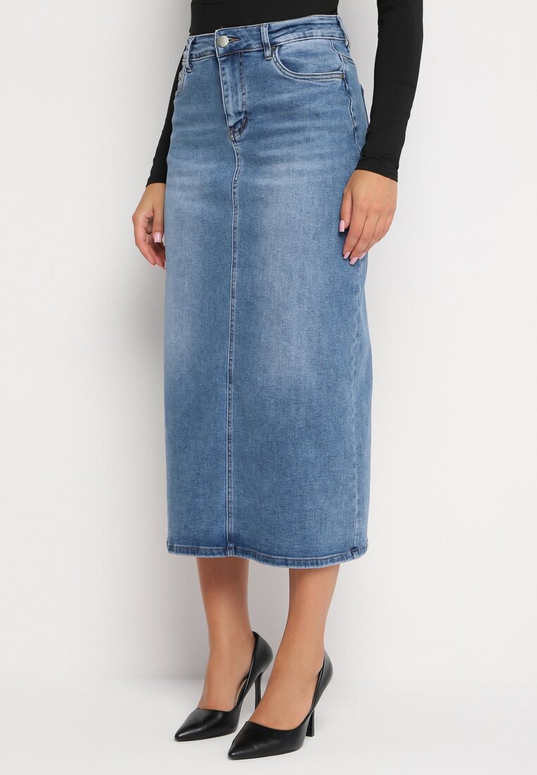 m.sara Fustă Albastră din denim tip creion Brunavia