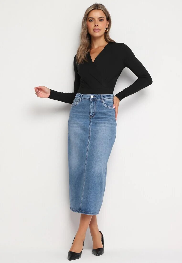 m.sara Fustă Albastră din denim tip creion Brunavia