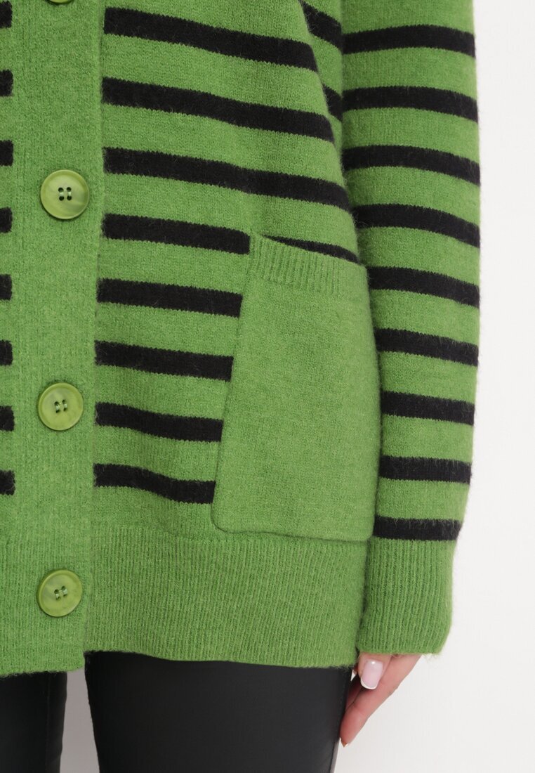 m&v Cardigan Verde Lung în dungi cu buzunare Fellesa