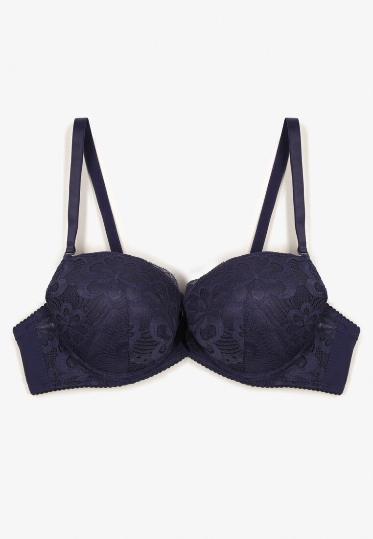 mag - net Sutien Bleumarin cu push-up decorat cu dantelă Morgis