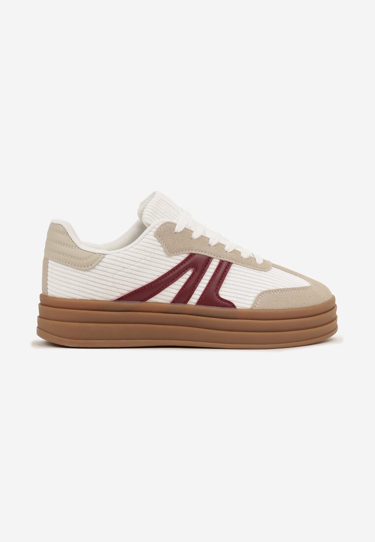 maira Adidași Albi în Stil de Teniși pe Talpă Groasă cu Model Geometric Wevirra