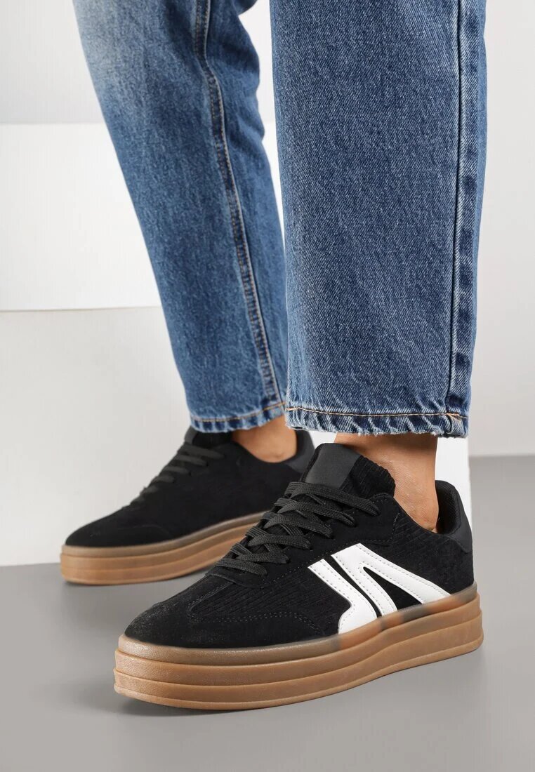maira Adidași negri în Stil de Tenisi cu Talpă Groasă cu Model Geometric Wevirra