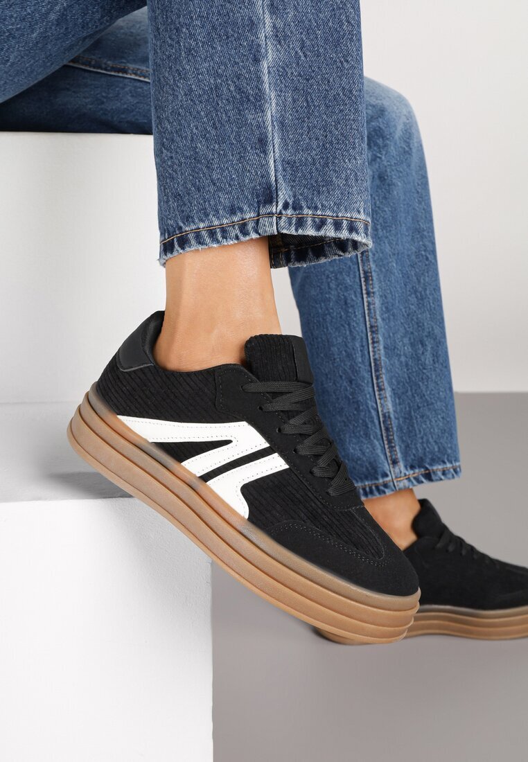maira Adidași negri în Stil de Tenisi cu Talpă Groasă cu Model Geometric Wevirra