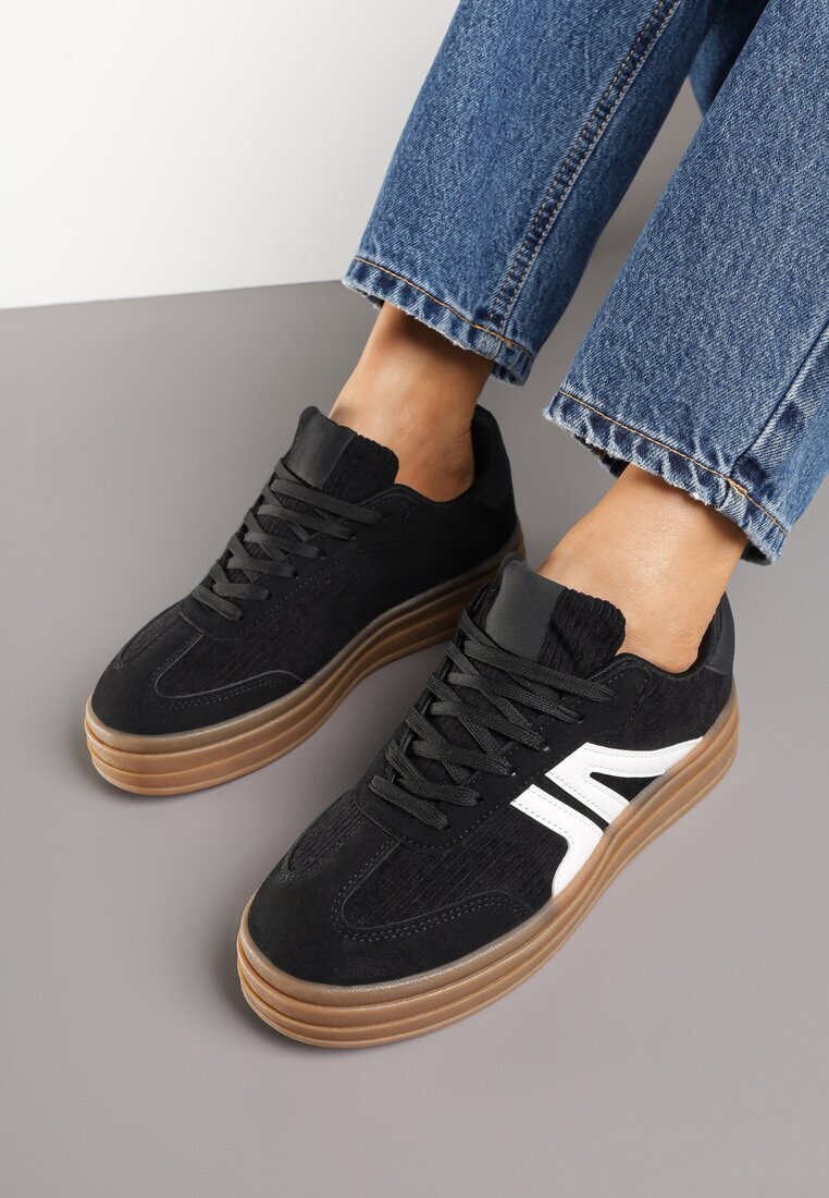 maira Adidași negri în Stil de Tenisi cu Talpă Groasă cu Model Geometric Wevirra