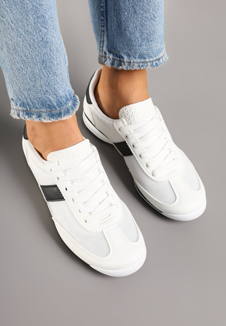 maira Sneakers albi cu bandă decorativă Cleota