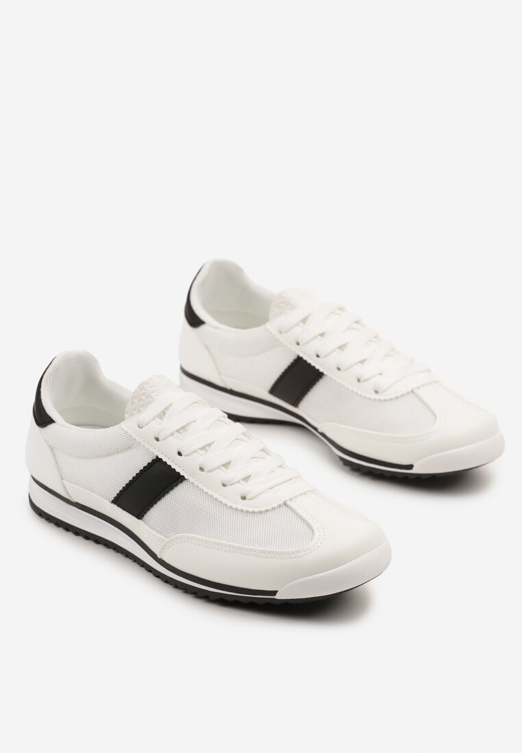 maira Sneakers albi cu bandă decorativă Cleota