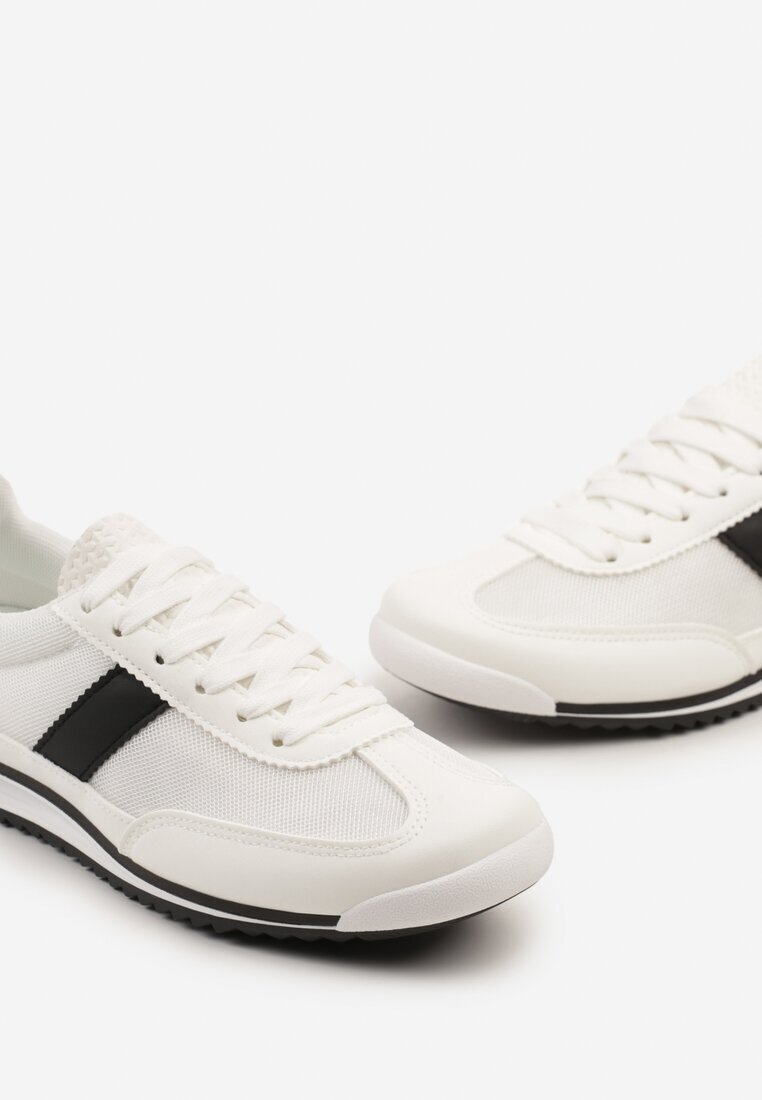maira Sneakers albi cu bandă decorativă Cleota