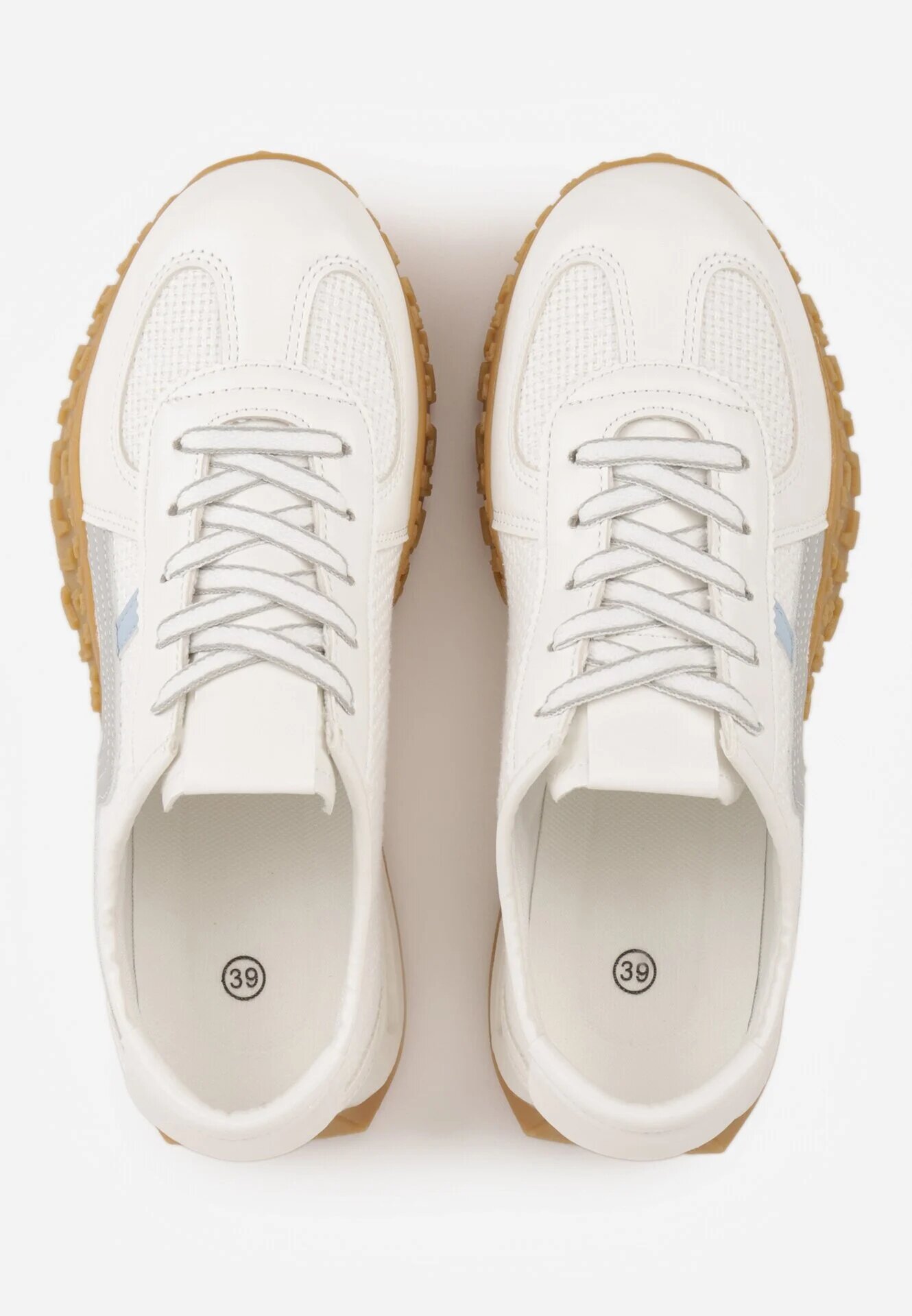 maira Sneakers Albi cu Talpă Abstractă cu Relief și Curele Decorative Emaliane