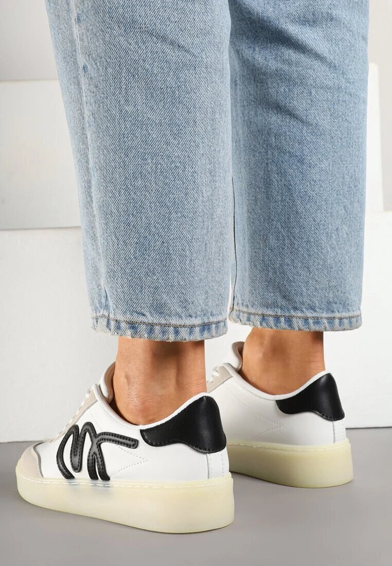 maira Sneakers Albi în stil de tenis clasici cu aplicație decorativă Elddiva