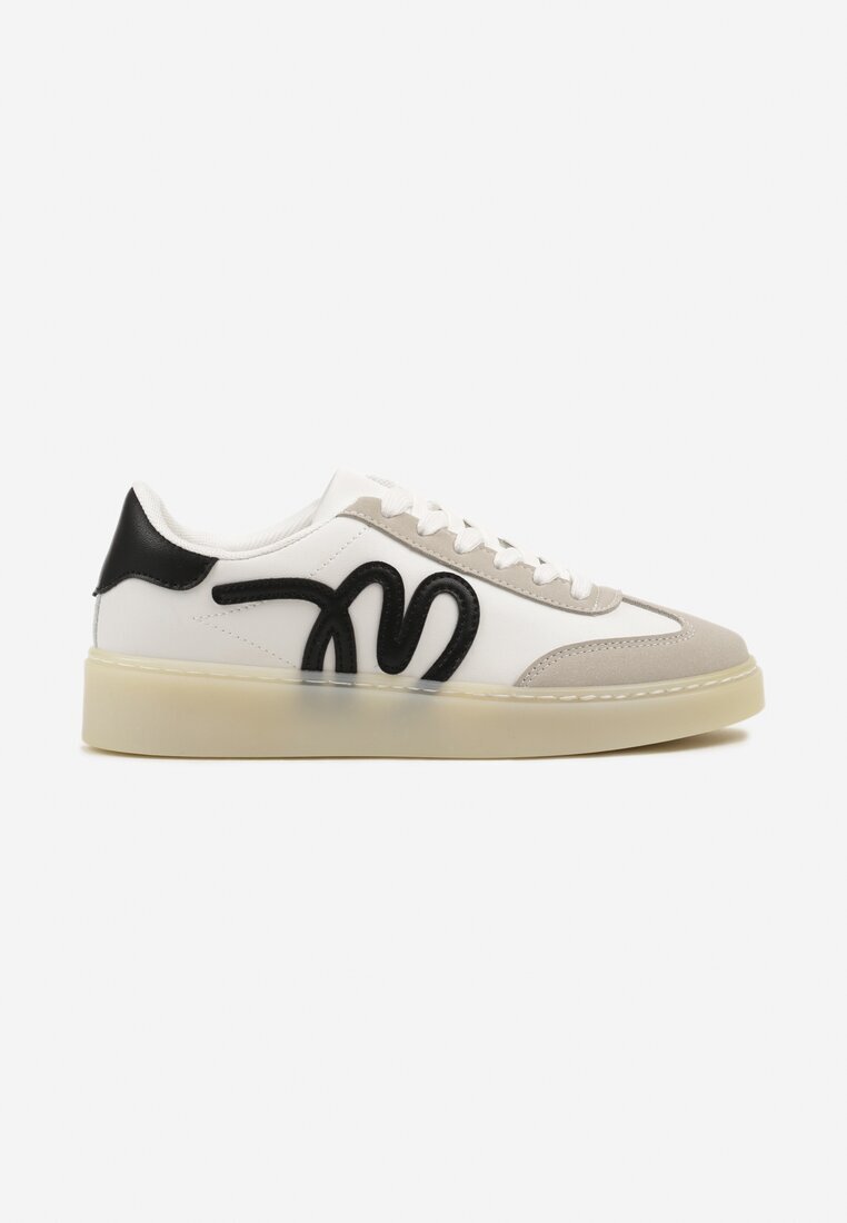 maira Sneakers Albi în stil de tenis clasici cu aplicație decorativă Elddiva
