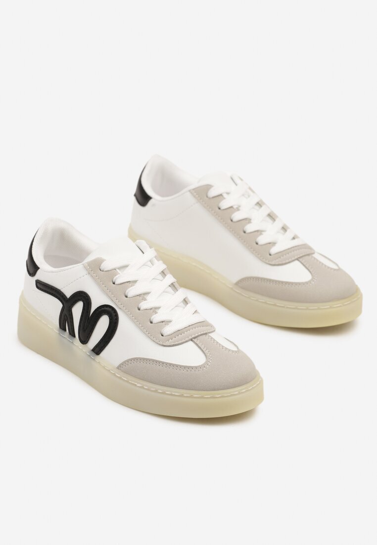 maira Sneakers Albi în stil de tenis clasici cu aplicație decorativă Elddiva