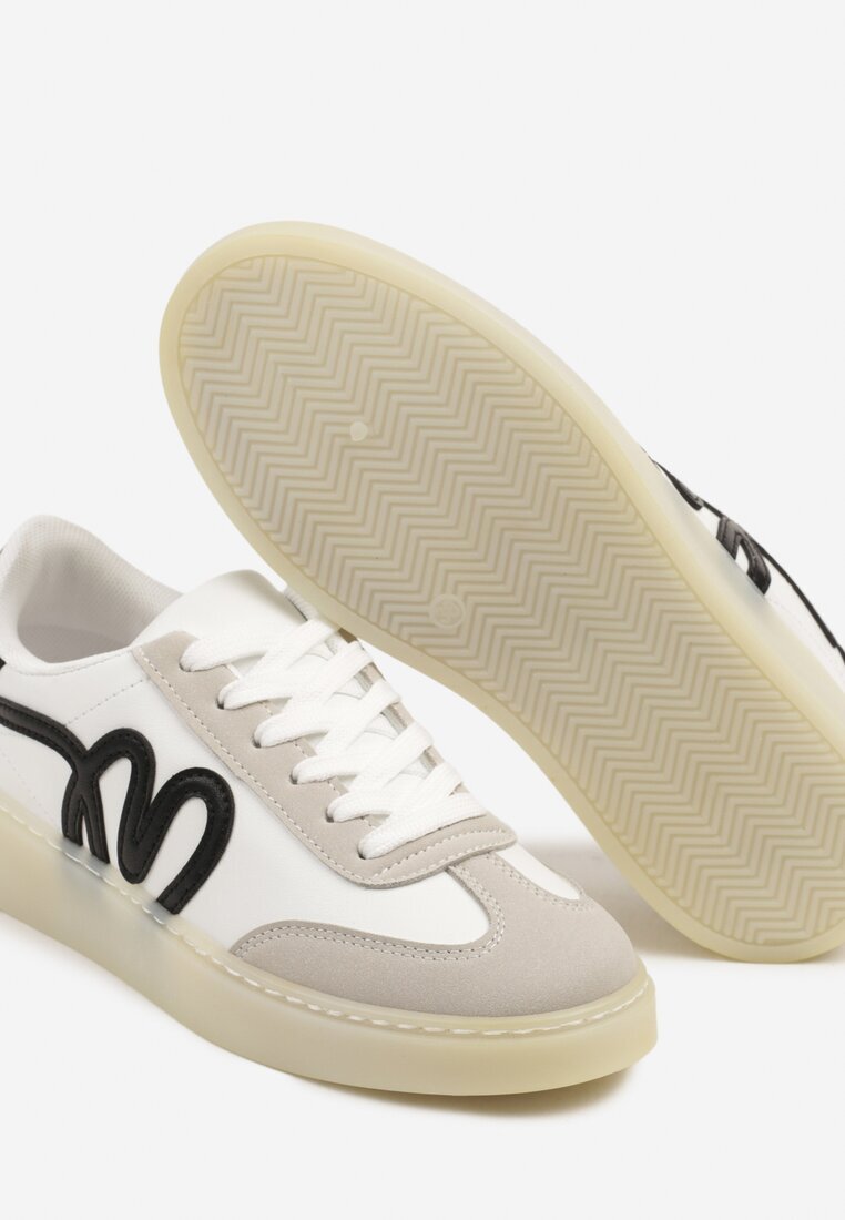 maira Sneakers Albi în stil de tenis clasici cu aplicație decorativă Elddiva