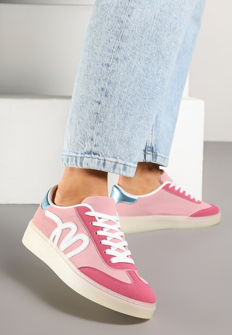 maira Sneakers Roz în Stilul Tenisilor Clasici cu Aplicație Decorativă Elddiva