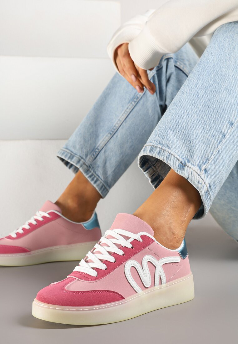 maira Sneakers Roz în Stilul Tenisilor Clasici cu Aplicație Decorativă Elddiva