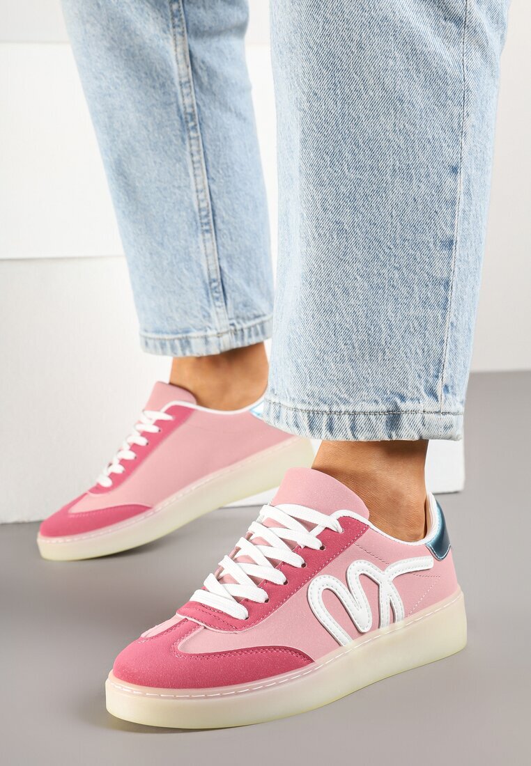 maira Sneakers Roz în Stilul Tenisilor Clasici cu Aplicație Decorativă Elddiva