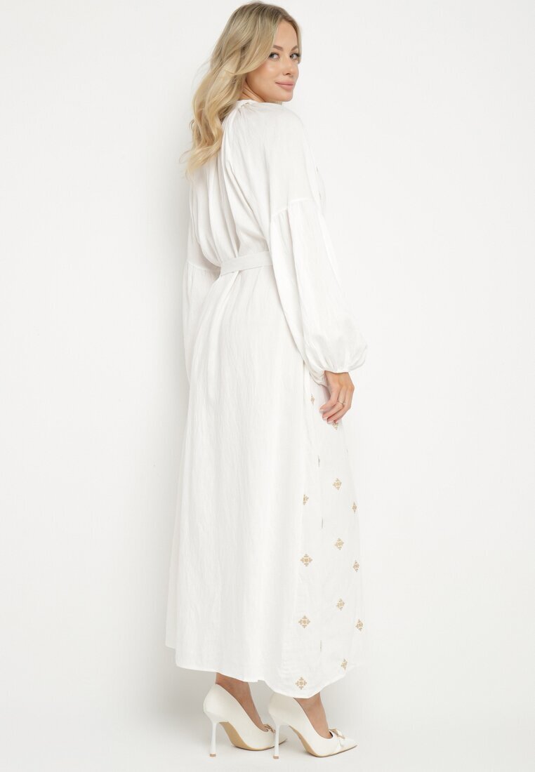 maja studio Rochie albă din viscoză Croi Oversize cu Broderie Decorativă Naleniel