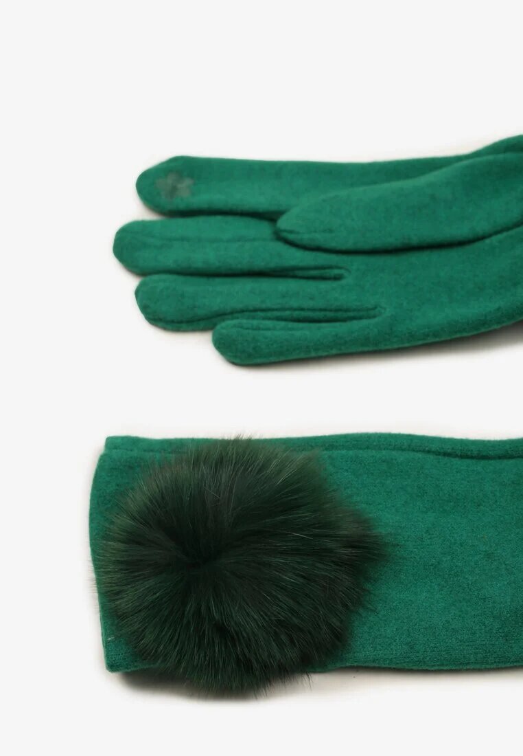  Mănuși Verzi din Bumbac și cu Pompon Decorativ Sadelira