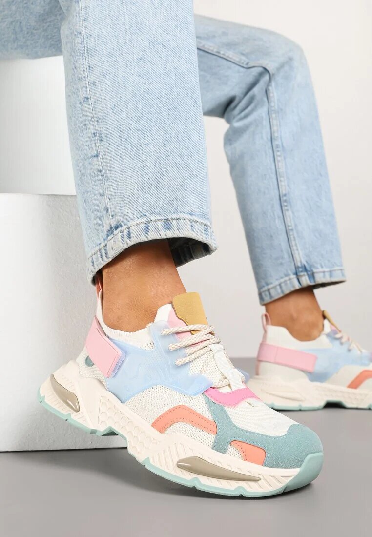 marquiiz Adidași Albastru-Alb Streetwear pe talpă cu reliefuri și scai Zilanne