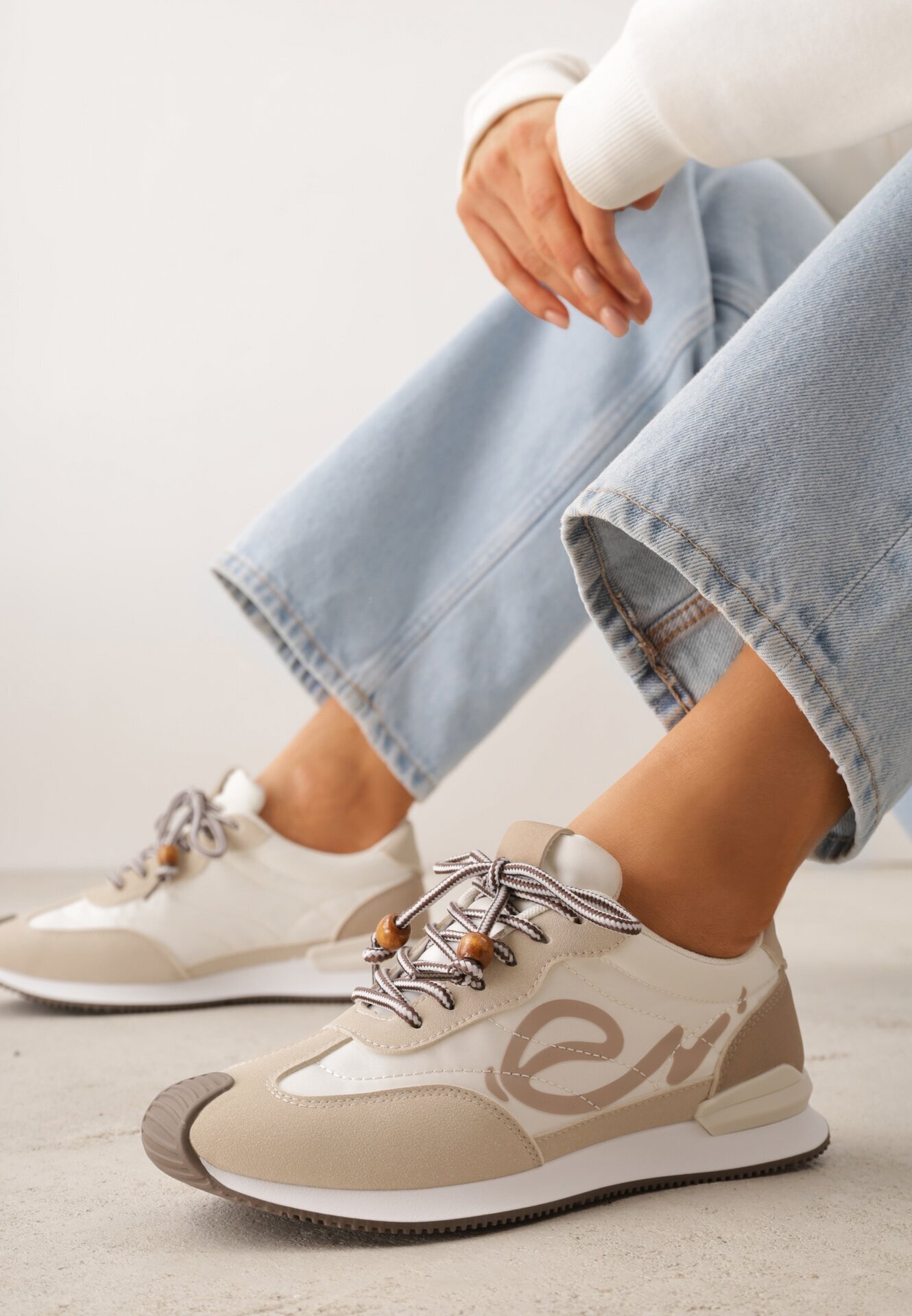 marquiiz Adidași Bej cu Model Geometric Prisnore