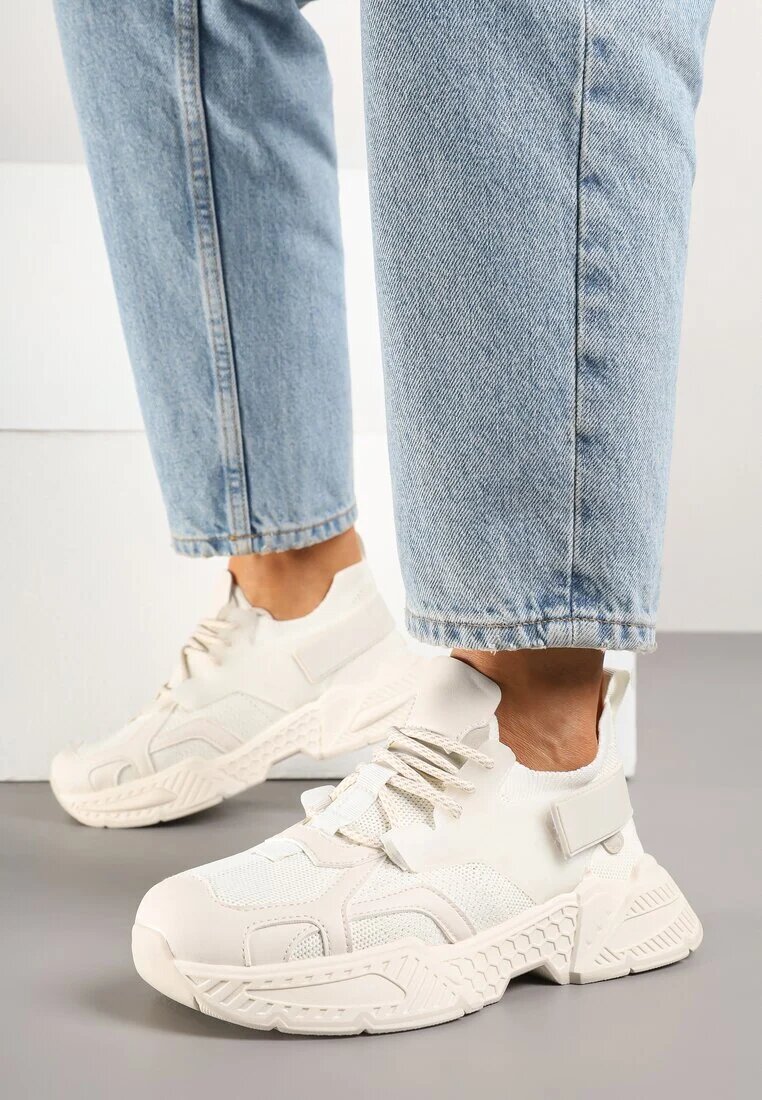marquiiz Adidași Bej Streetwear pe Talpă cu Reliefuri și Velcro Zilanne