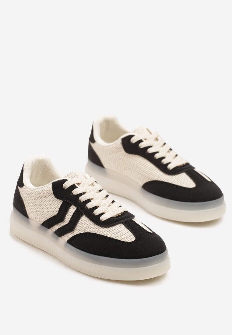 marquiiz Adidași Negru-Bej Stil Tenis cu Dungi Geometrice Falenira