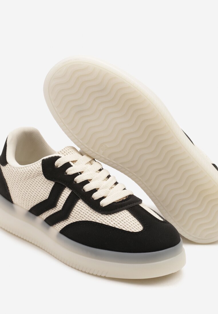 marquiiz Adidași Negru-Bej Stil Tenis cu Dungi Geometrice Falenira