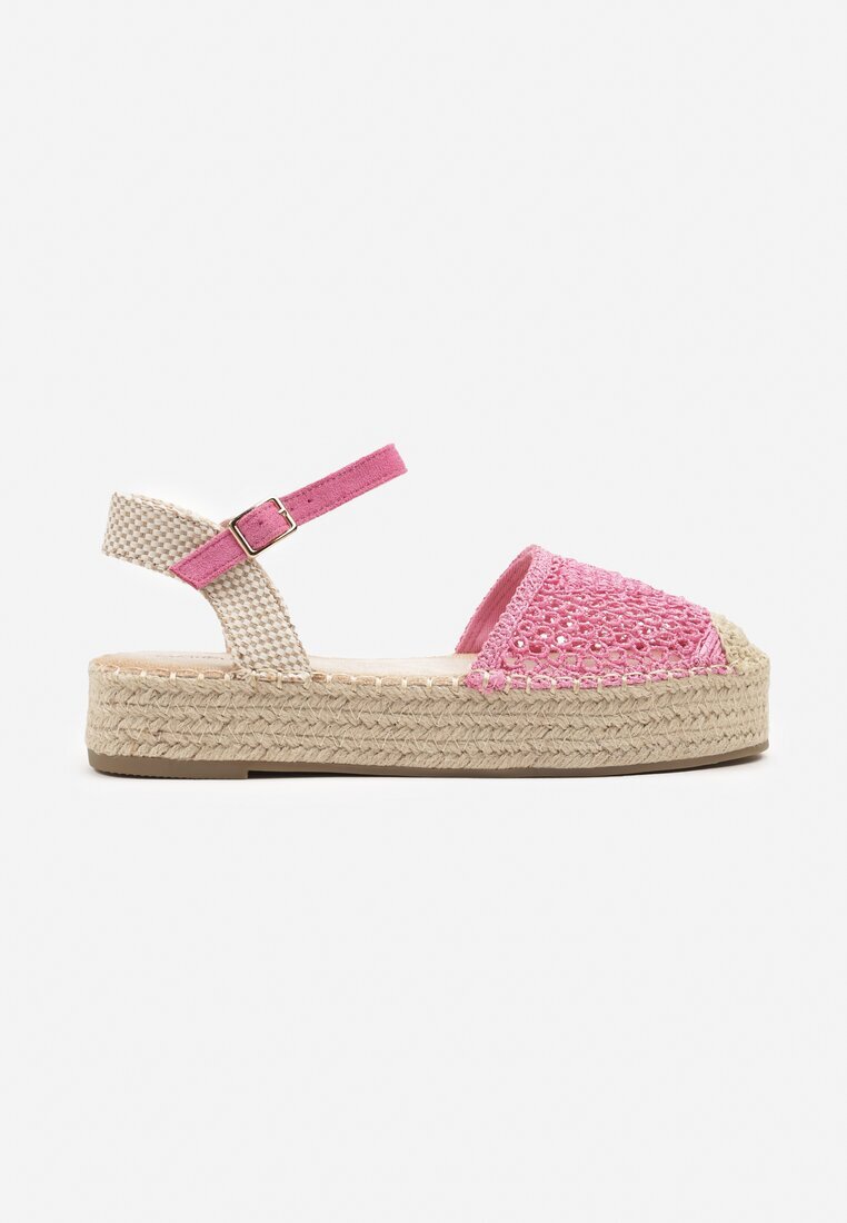 marquiiz Sandale fucsia Espadrile cu talpă groasă cu împletitură de rafie Ilisona
