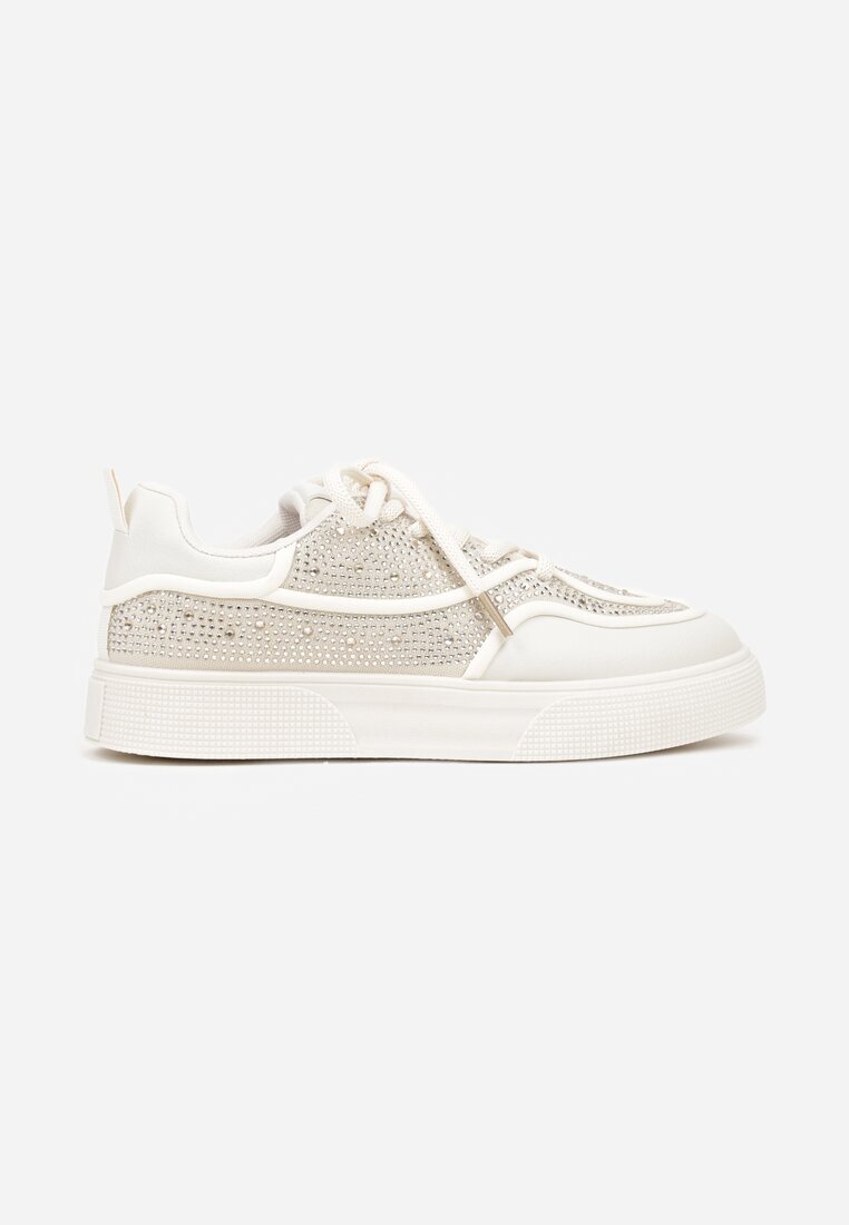 marquiiz Sneakers Bej pe Talpă Groasă cu Zirconii Catith