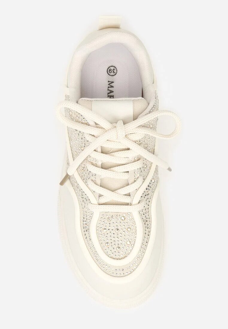 marquiiz Sneakers Bej pe Talpă Groasă cu Zirconii Catith