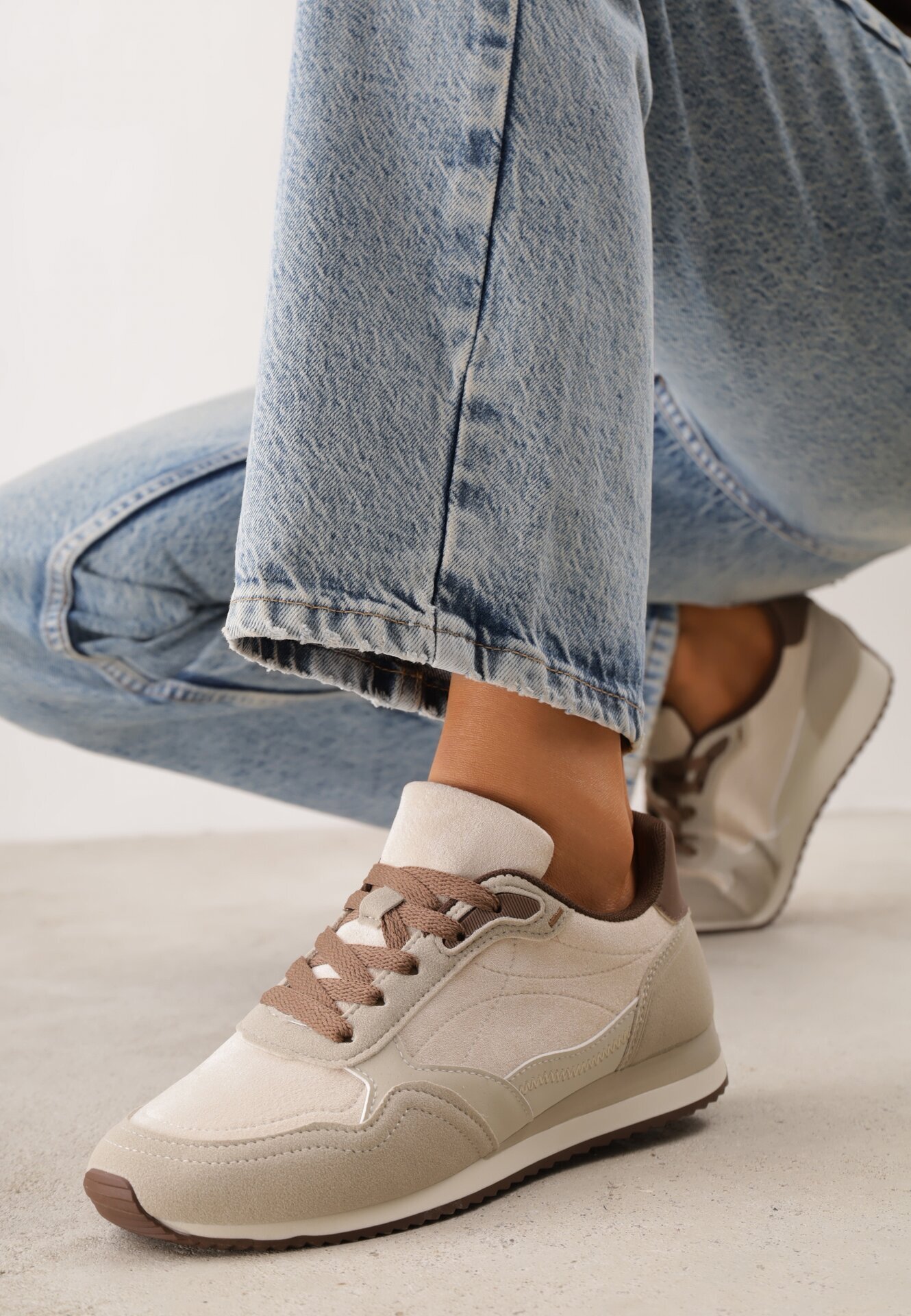 marquiiz Sneakers casuale din imitație de piele întoarsă cu talpă profilată Alevtina Bej