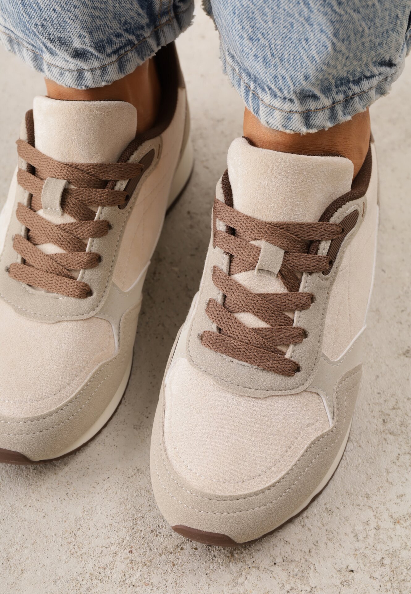 marquiiz Sneakers casuale din imitație de piele întoarsă cu talpă profilată Alevtina Bej