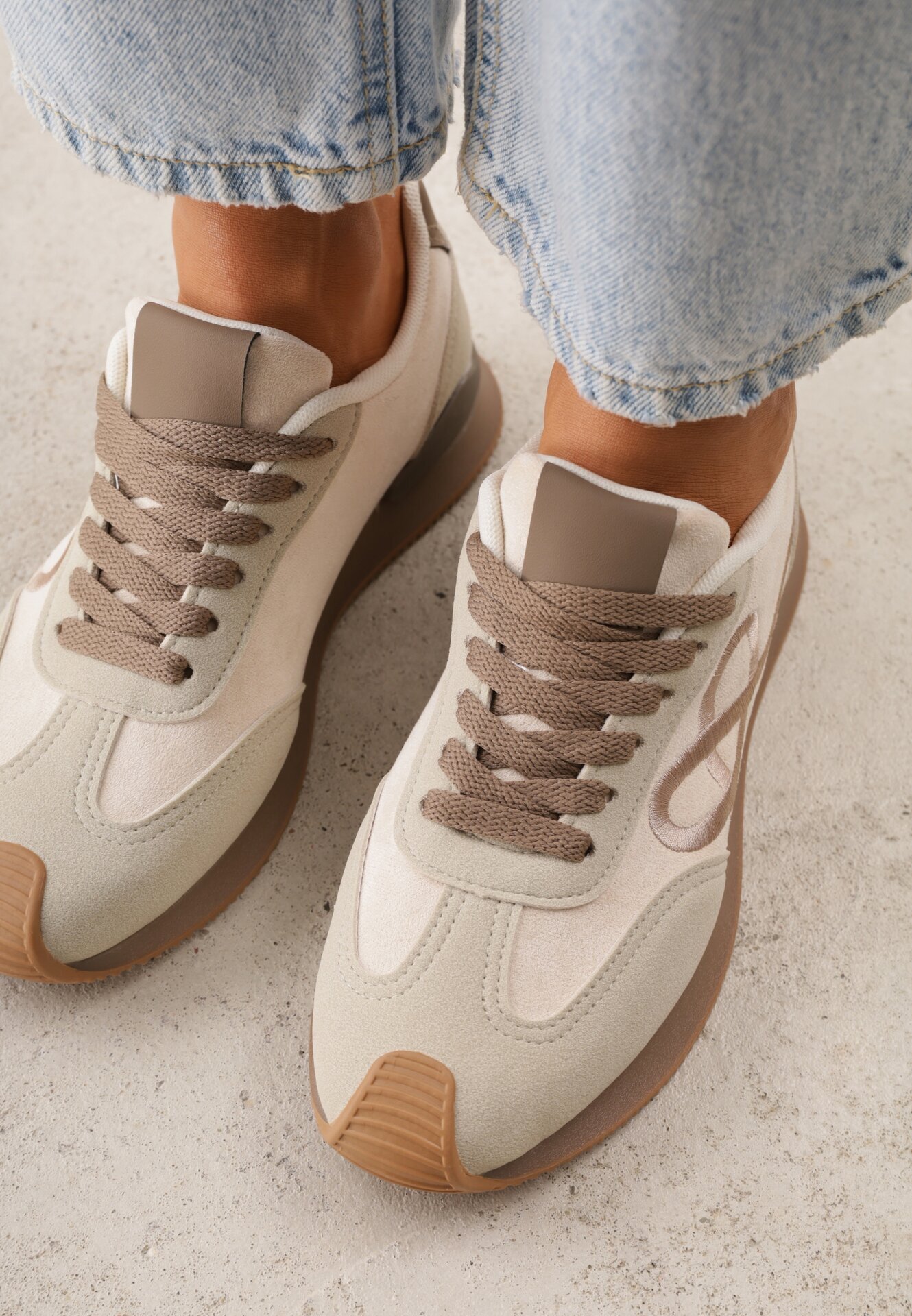 marquiiz Sneakers decorați cu model geometric Sameen Bej Bej