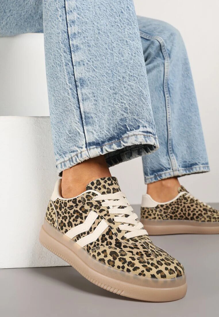 marquiiz Sneakers Leopard stil teniși cu dungi geometrice Falenira