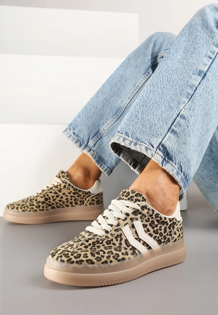 marquiiz Sneakers Leopard stil teniși cu dungi geometrice Falenira