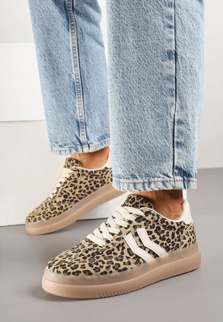 marquiiz Sneakers Leopard stil teniși cu dungi geometrice Falenira