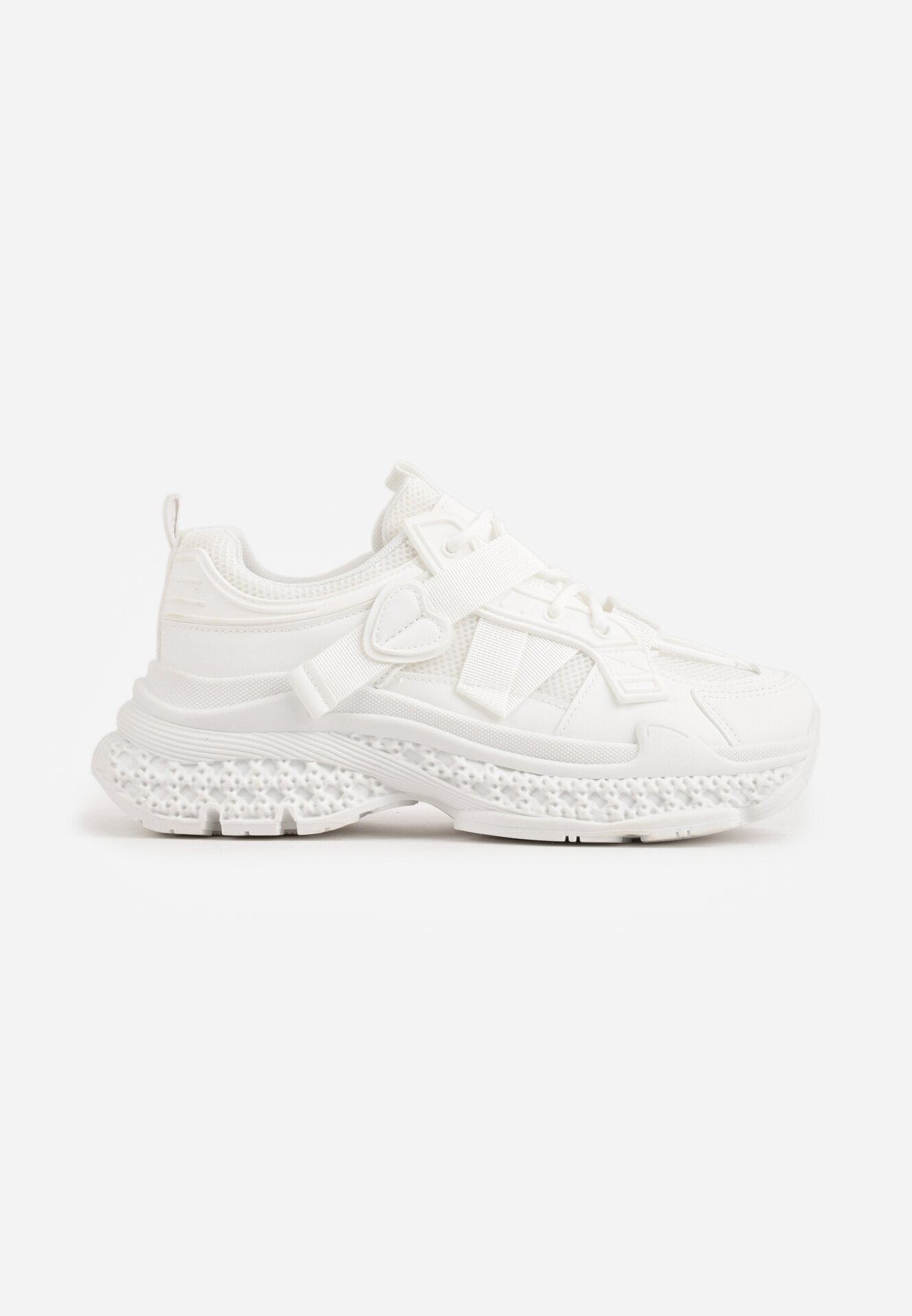 marquiiz Sneakers pe talpă groasă cu embosări și aplicație în formă de inimă Farina Albi