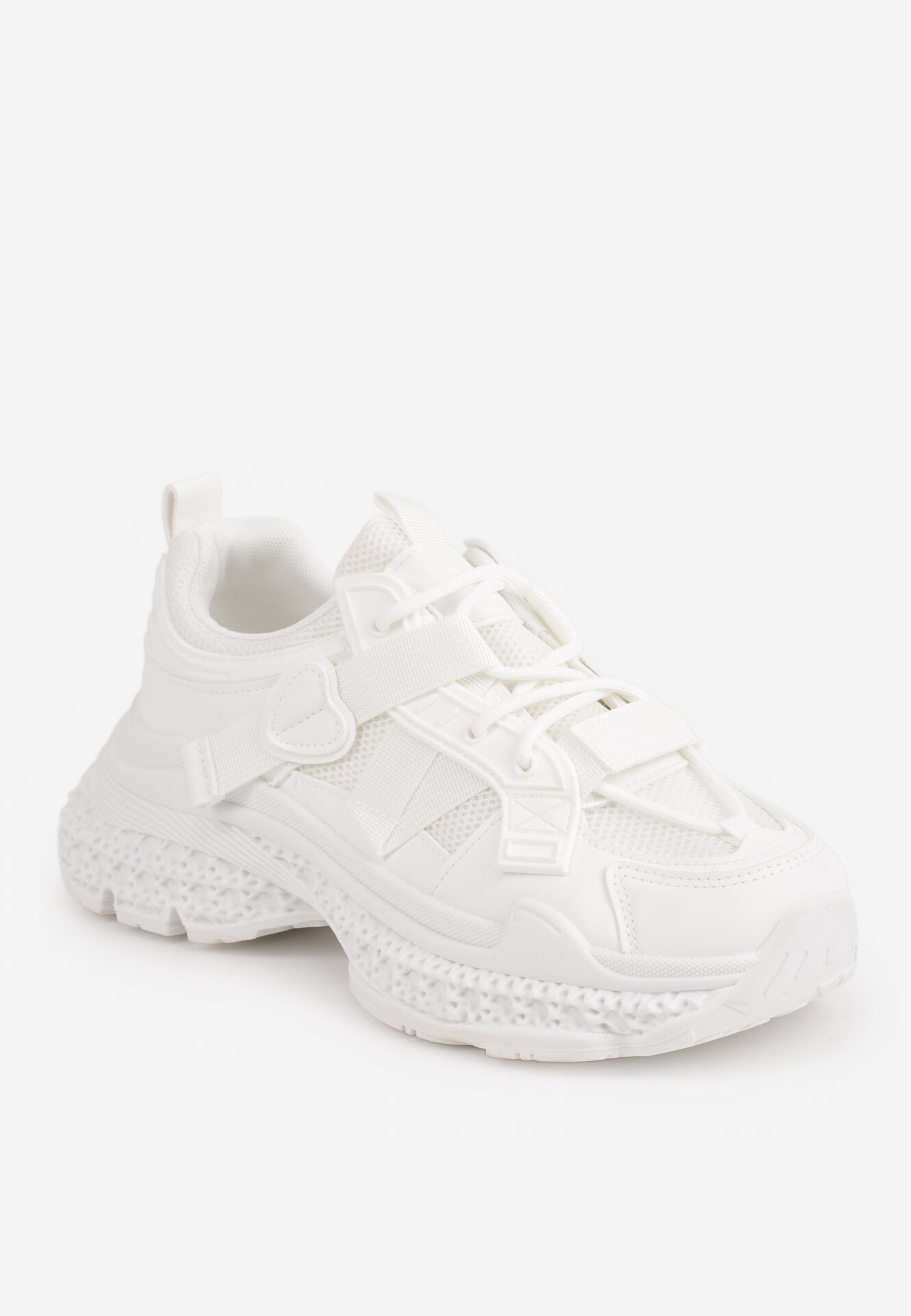 marquiiz Sneakers pe talpă groasă cu embosări și aplicație în formă de inimă Farina Albi