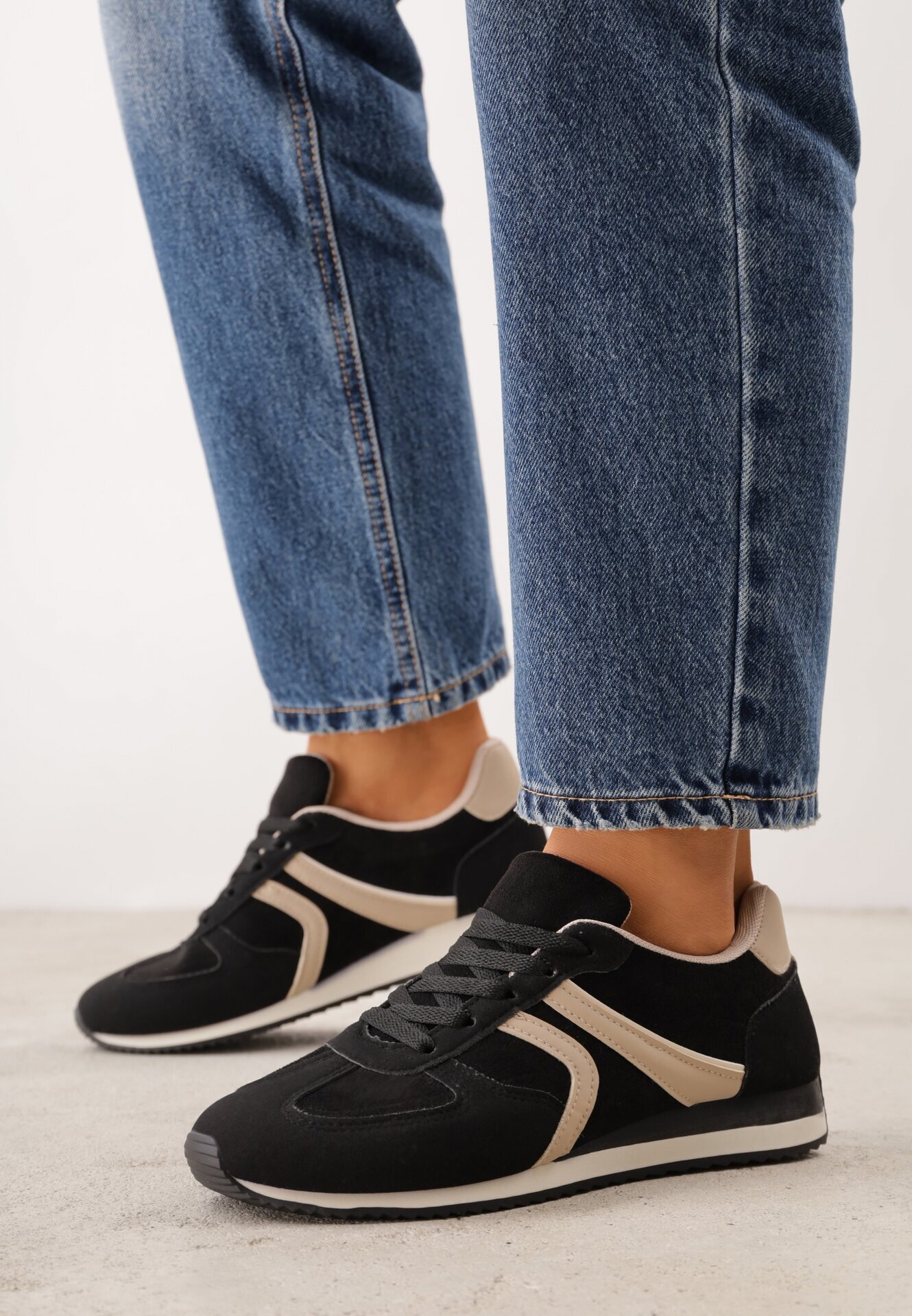 marquiiz Sneakers sport din imitație de piele întoarsă cu inserții geometrice Shanoom Negri