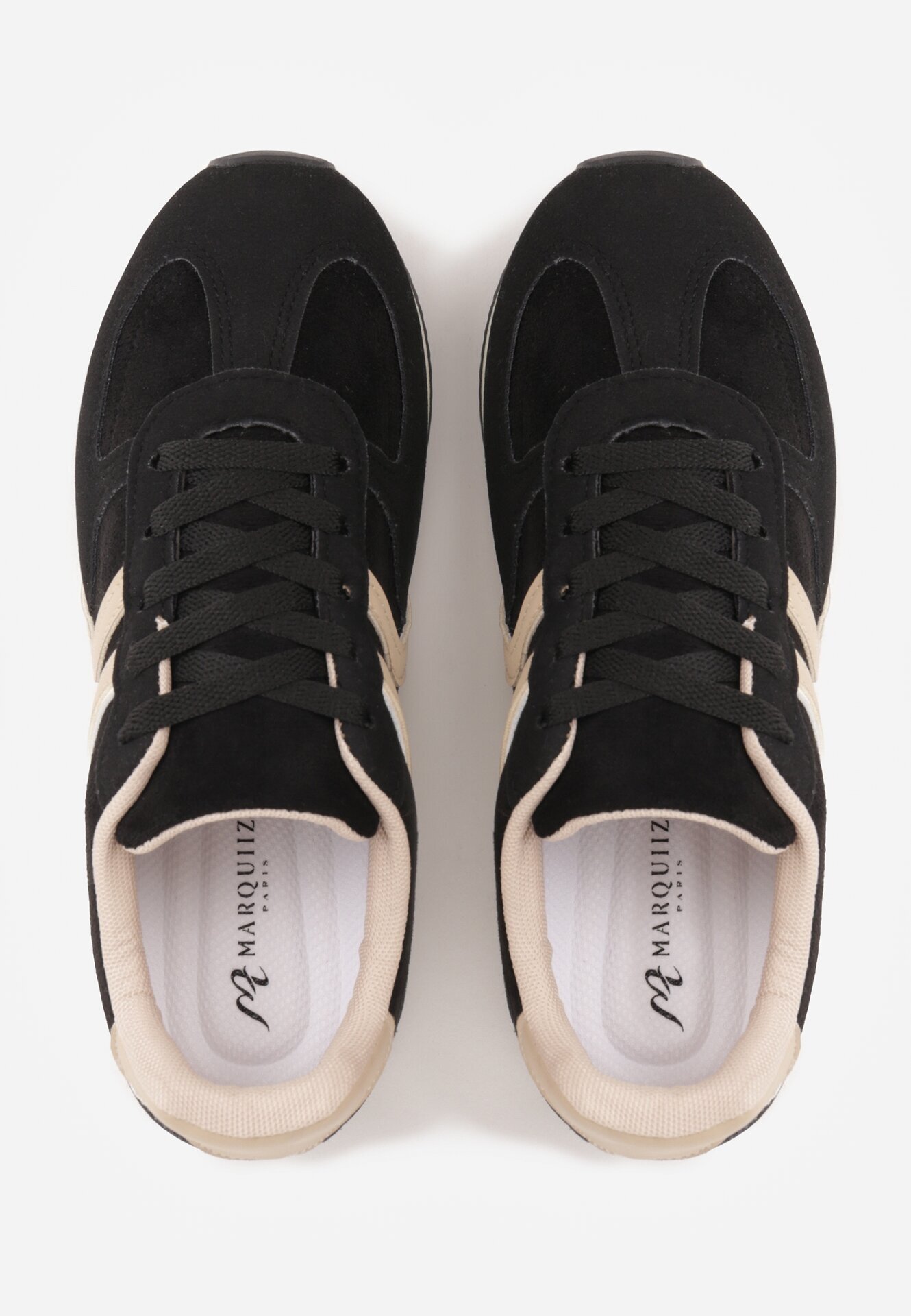 marquiiz Sneakers sport din imitație de piele întoarsă cu inserții geometrice Shanoom Negri