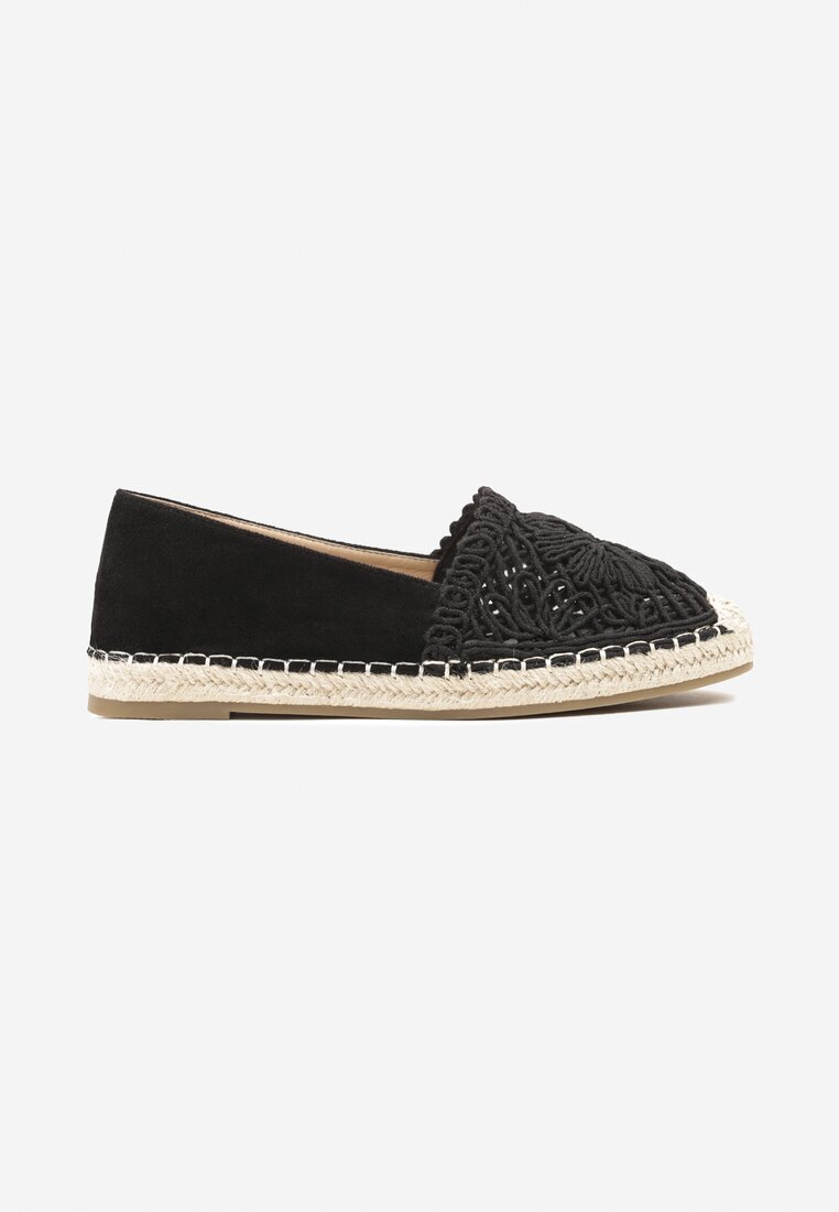 mellisa Espadrile Negre Perforate Decorate cu Șnur Împletit Sdivaya