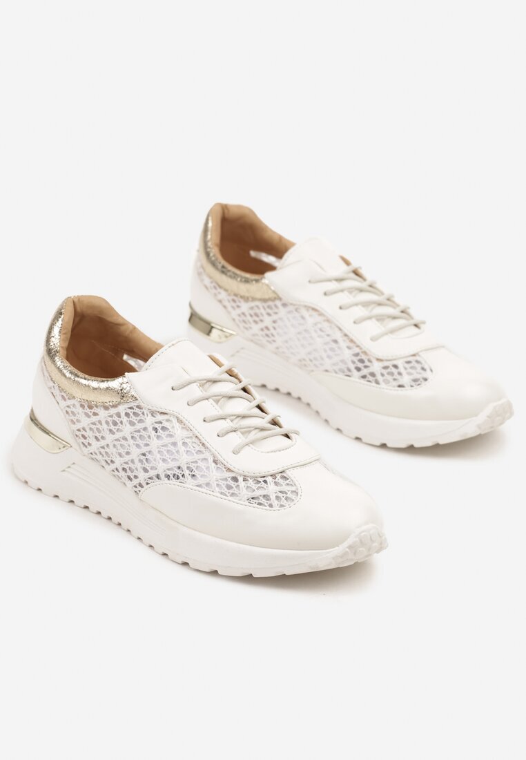 mellisa Sneakers Albi Ažurați Decorați cu Inserții Metalice Sdivane